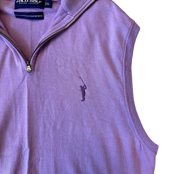 VTG Rare 90s Polo Golf Ralph Lauren Purple Men's Large Vest Quarter Zip - Picture 3 of 5